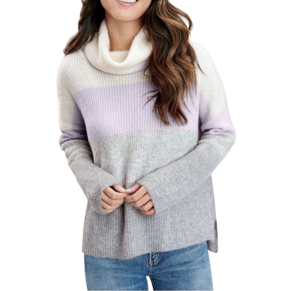 NWOT Splendid Funnel Colorblock Cowl Neck Wool Blend Oversized Jumper Sweater